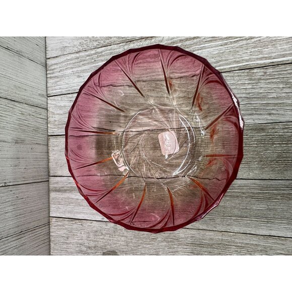 Anthropologie Vintage Style Glass Salad Fruit Serving Bowl Red Ribbed 5.5" DIA - Picture 3 of 8